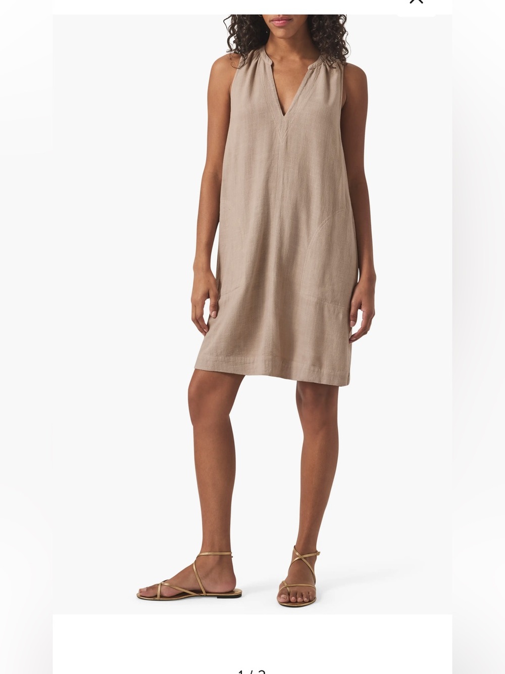 Splendid Mary Ann Sleeveless Shift Dress Taupe M